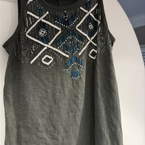 Embroidered Sleeveless Top - Green